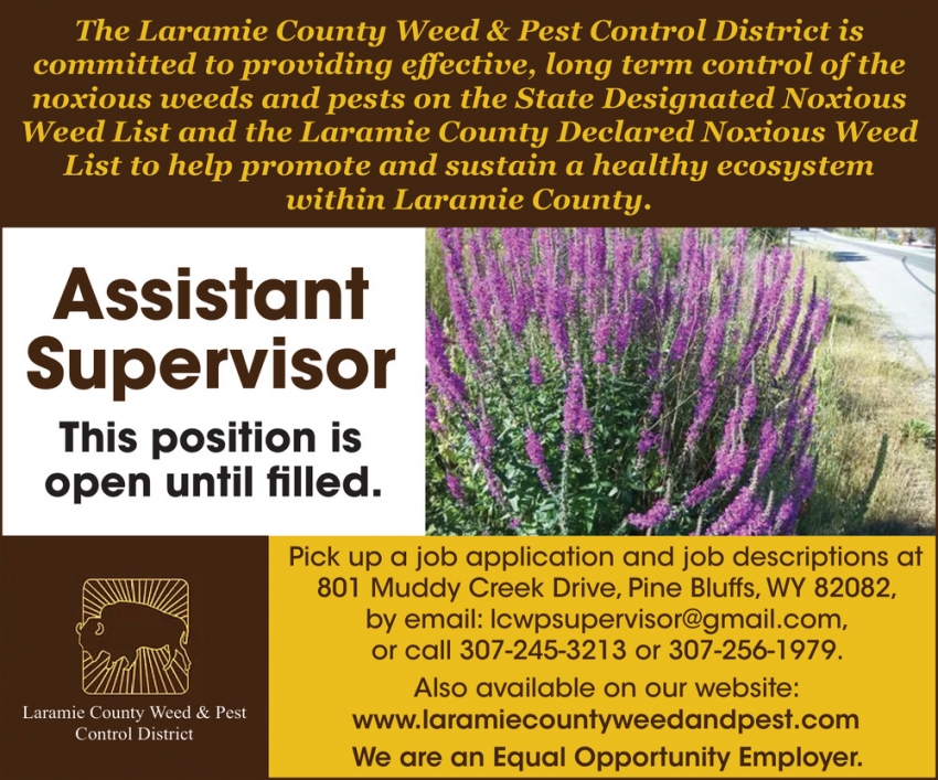 Assistant Supervisor Laramie County Weed Pest Control District Pine 
