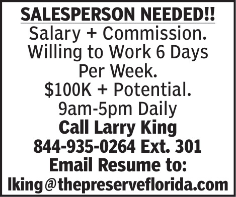 Salesperson Needed