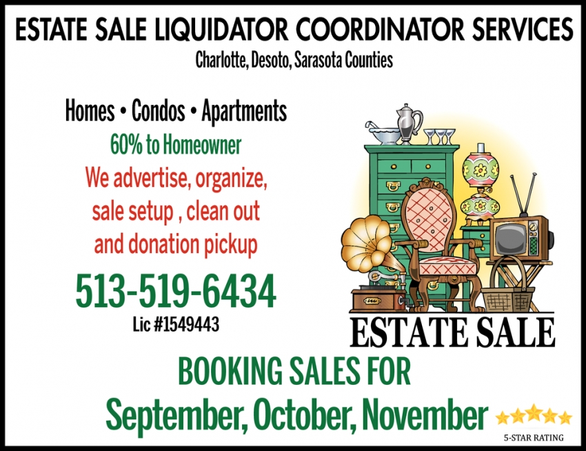 Estate Sales Liquidator Coordinator Services