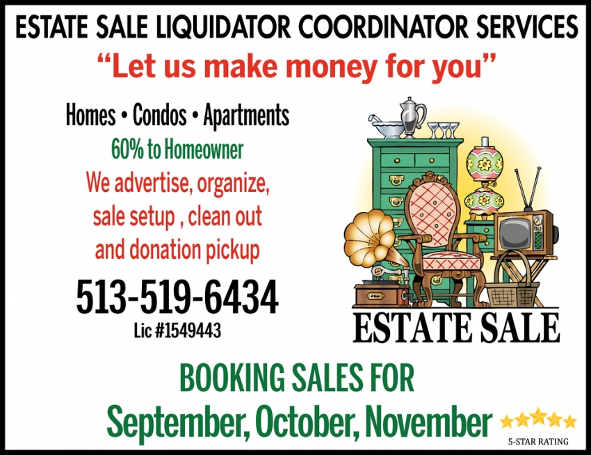 Estate Sales Liquidator Coordinator Services