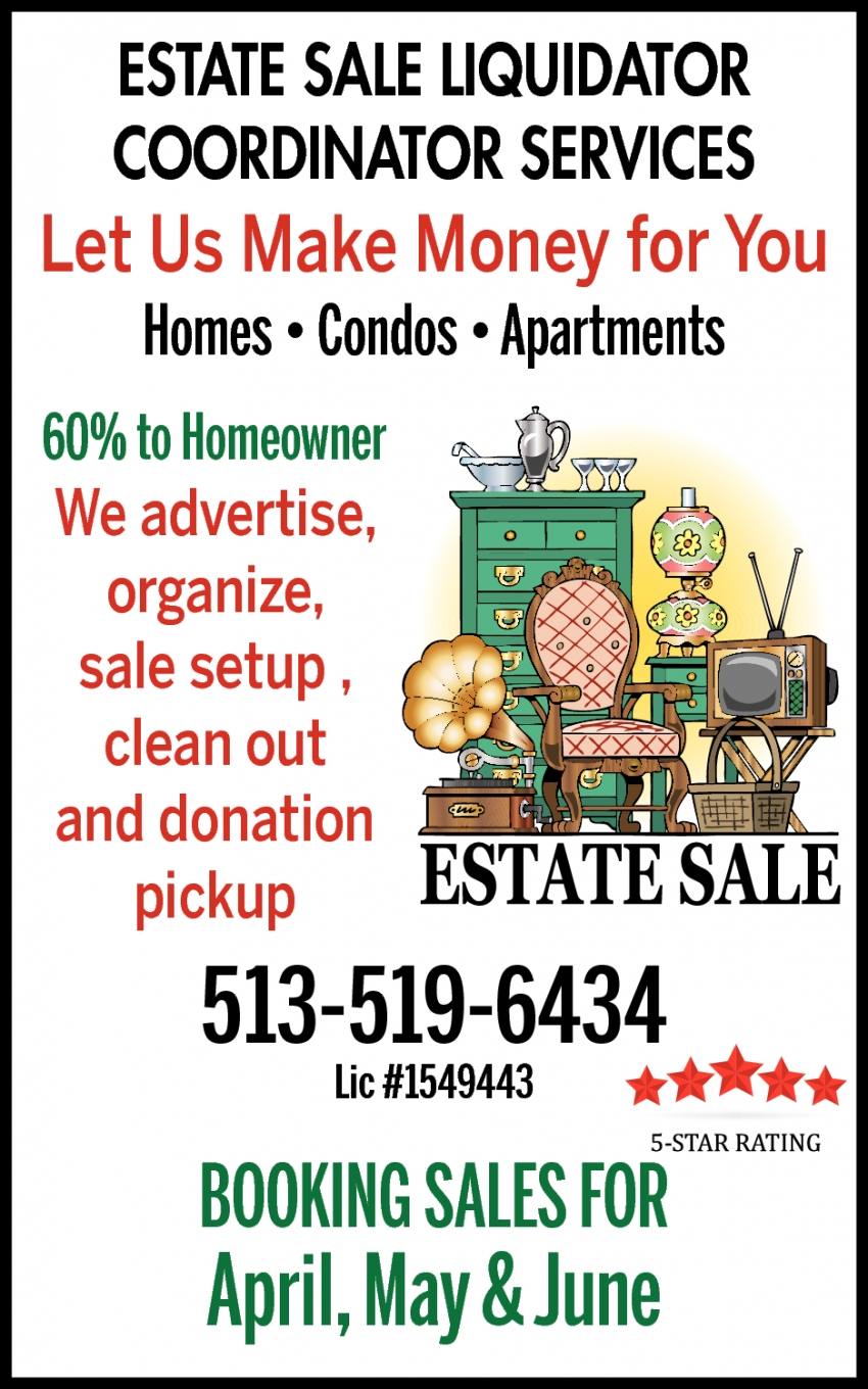 Estate Sales Liquidator Coordinator Services