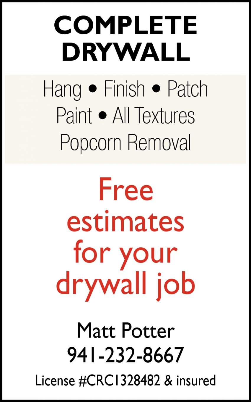 Free Estimates for Your Drywall Job