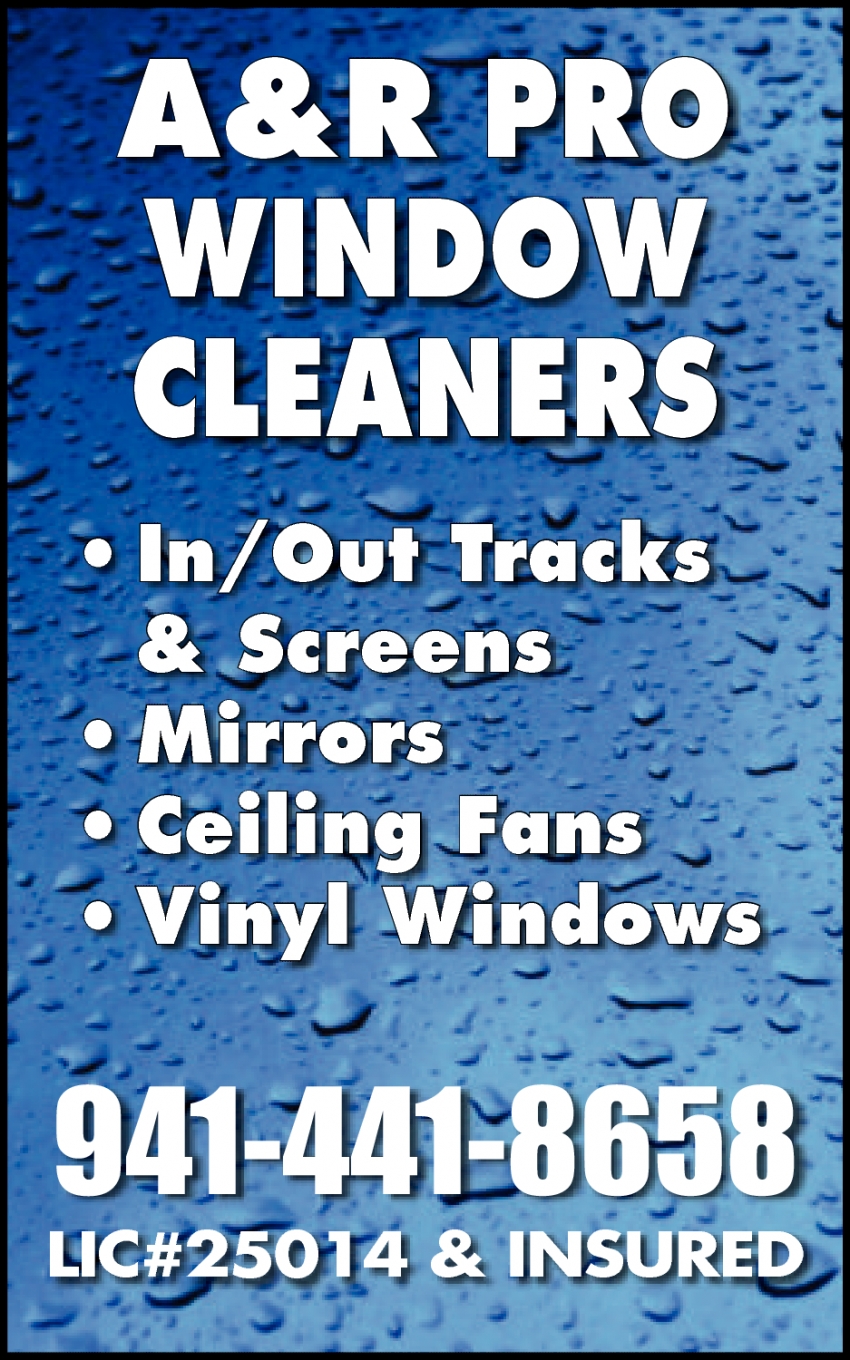 -In/Out Tracks & Screens - Mirrors - Ceiling Fans - Vinyl Windows