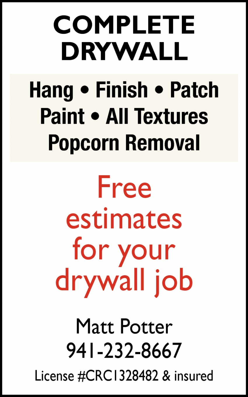 Free Estimates for Your Drywall Job