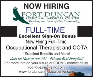 Occupational Therapist And COTA, Fort Duncan Regional Medical Center, Eagle  Pass, TX