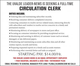 Circulation Clerk