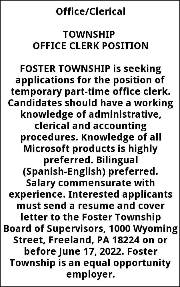 Township Office Clerk Position