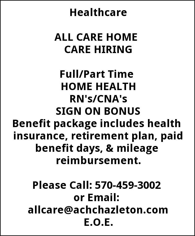 Full/Part Time Home Health RN's/CNA's Sign On Bonus