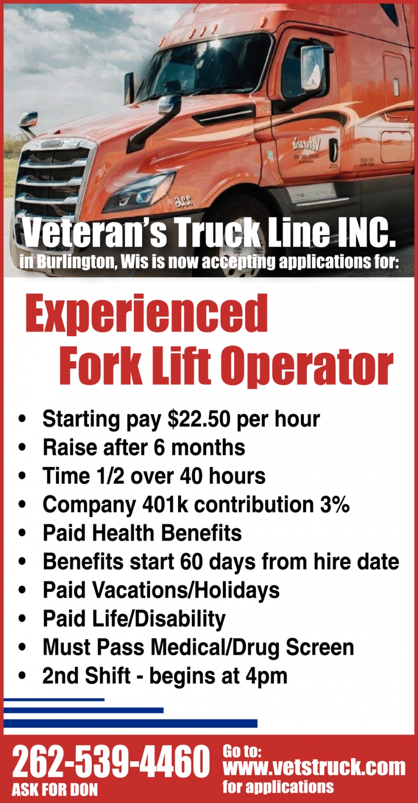 fork truck operator jobs near me