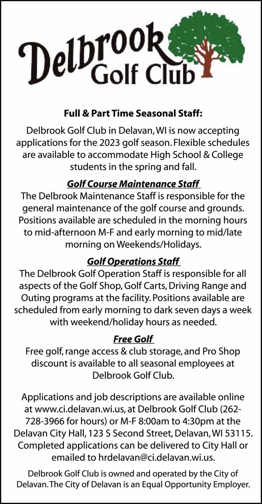 Golf Course Maintenance Staff