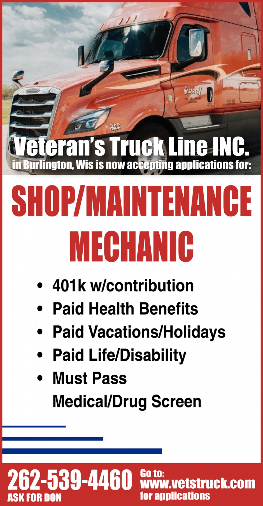 Shop/Maintenance Mechanic