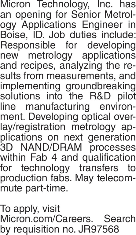 Senior Metrology Applications Engineer