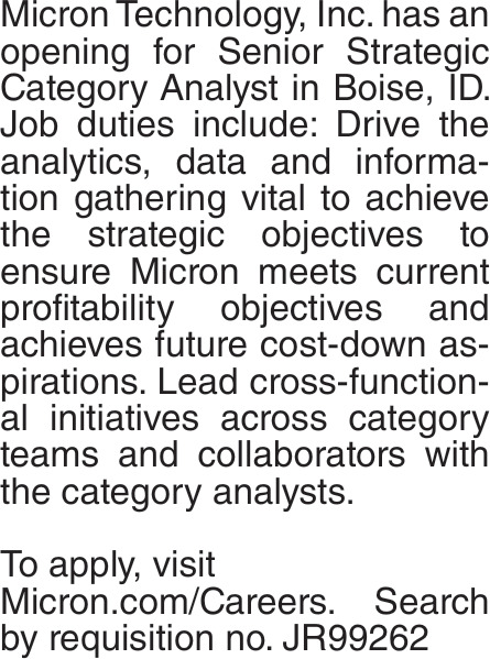 Senior Strategic Category Analyst