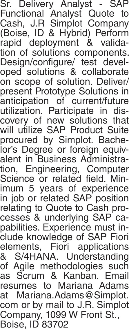 Sr. Delivery Analyst