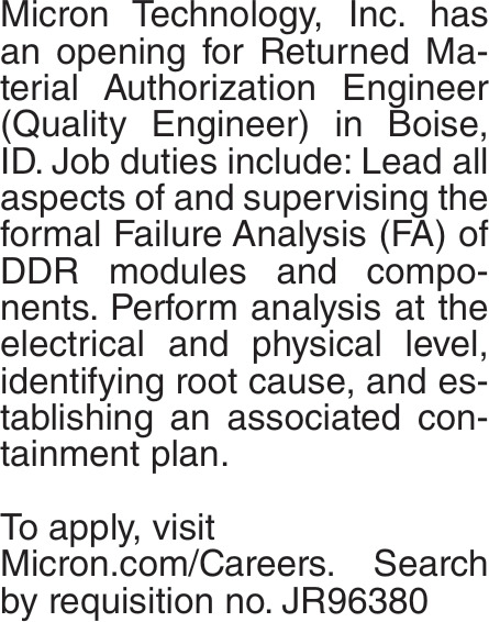 Returned Material Authorization Engineer