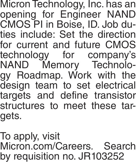 Engineer NAND CMOS PI