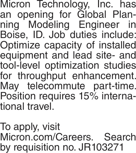 Global Planning Modeling Engineer
