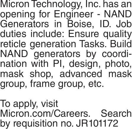 Engineer - NAND Generators
