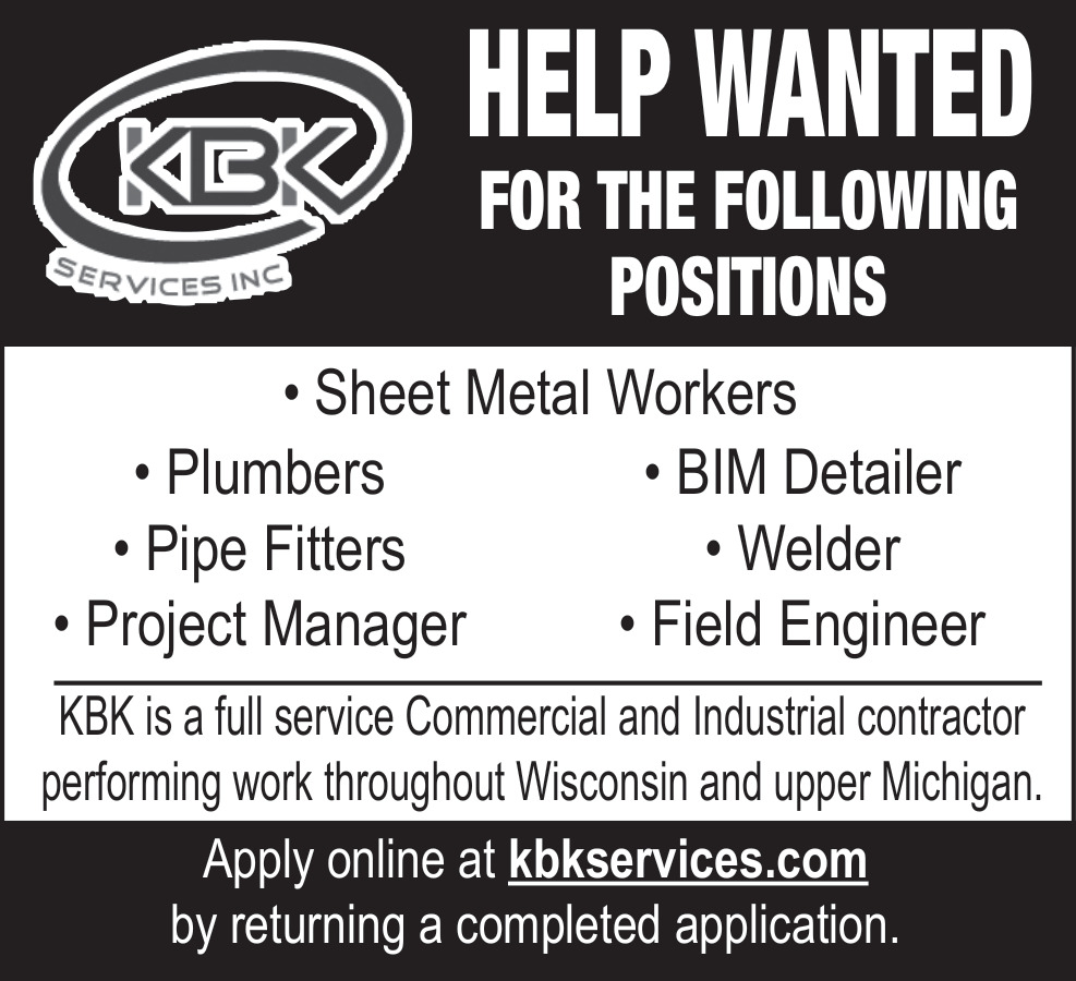 Sheet Metal Workers, KBK Services Inc, Ashland, WI