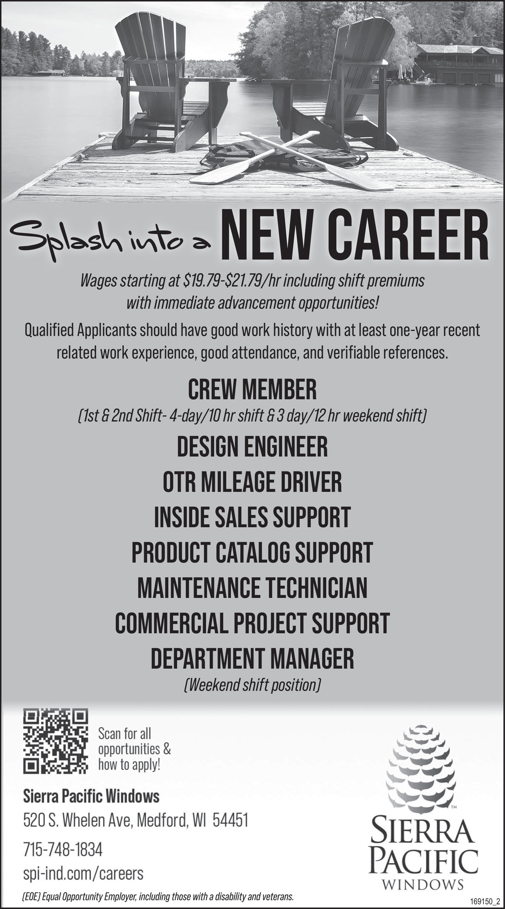 Crew Member, Sierra Pacific Windows, Medford, WI
