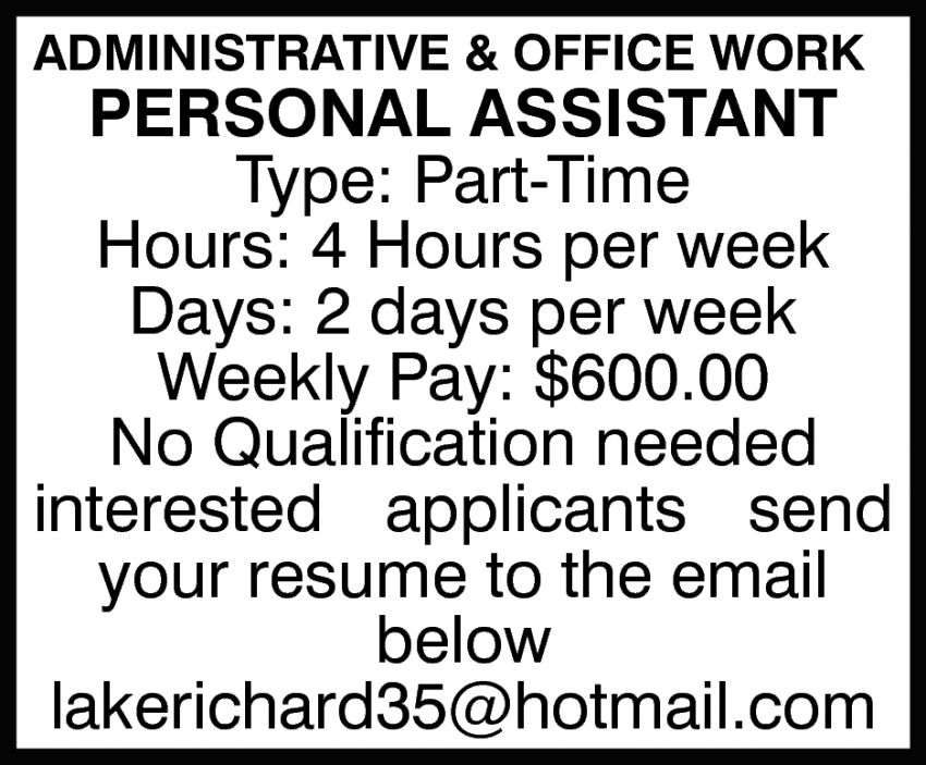 Assistant jobs personal 