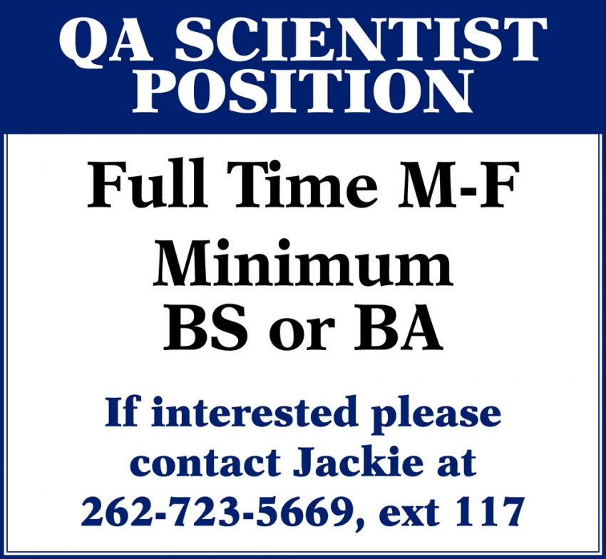 QA Scientist Position