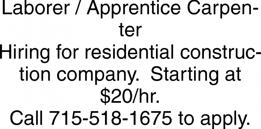 Apprentice Carpenters