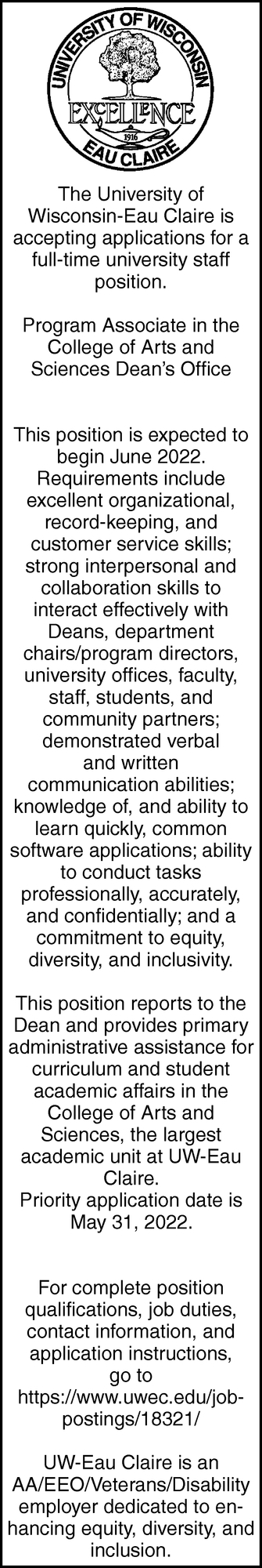 University Staff Position