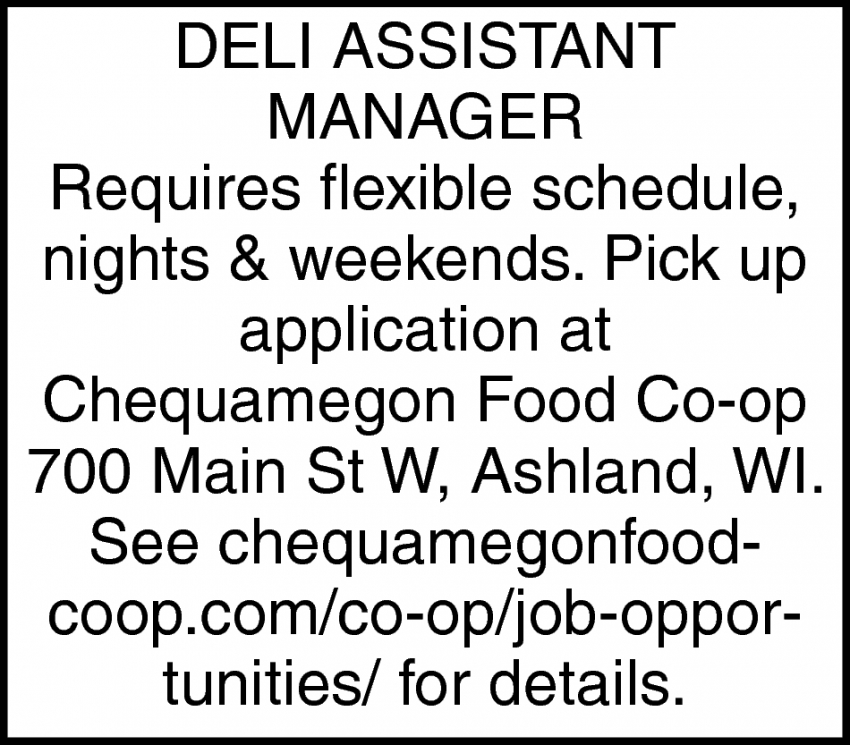 Deli Assistant Manager