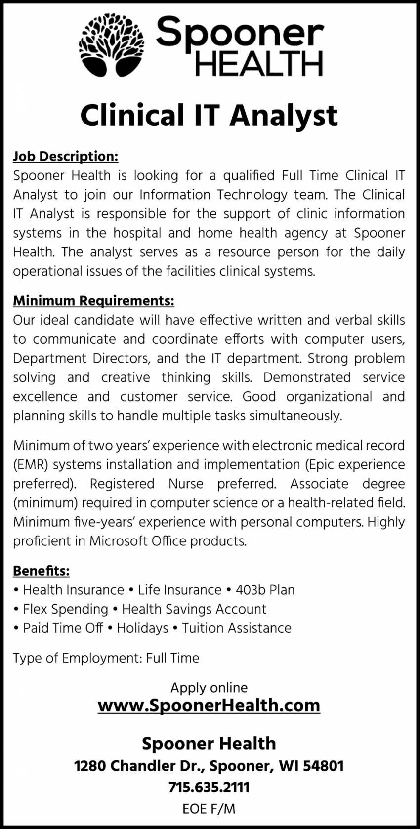 Clinical IT Analyst