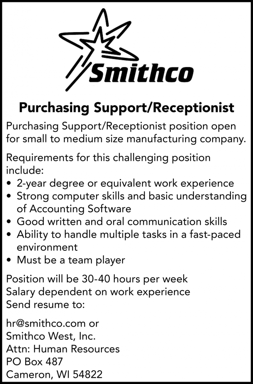 Purchasing Support/Receptionist
