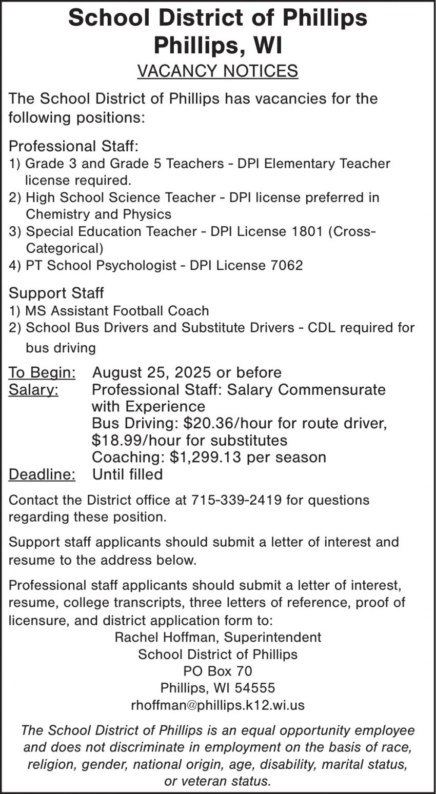 School District of Phillips 