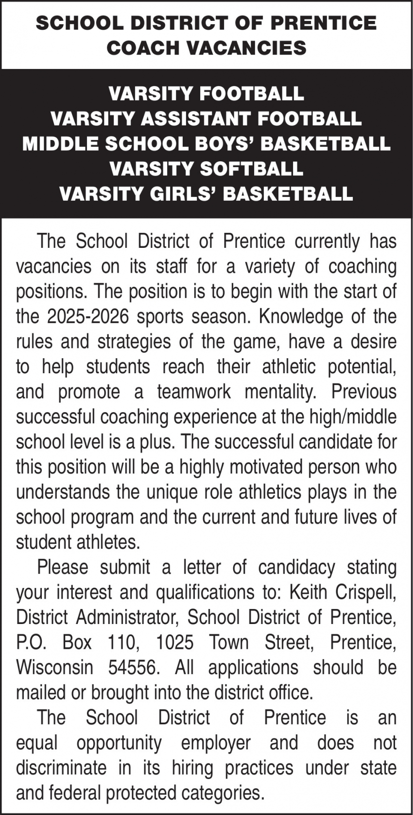 School District of Prentice