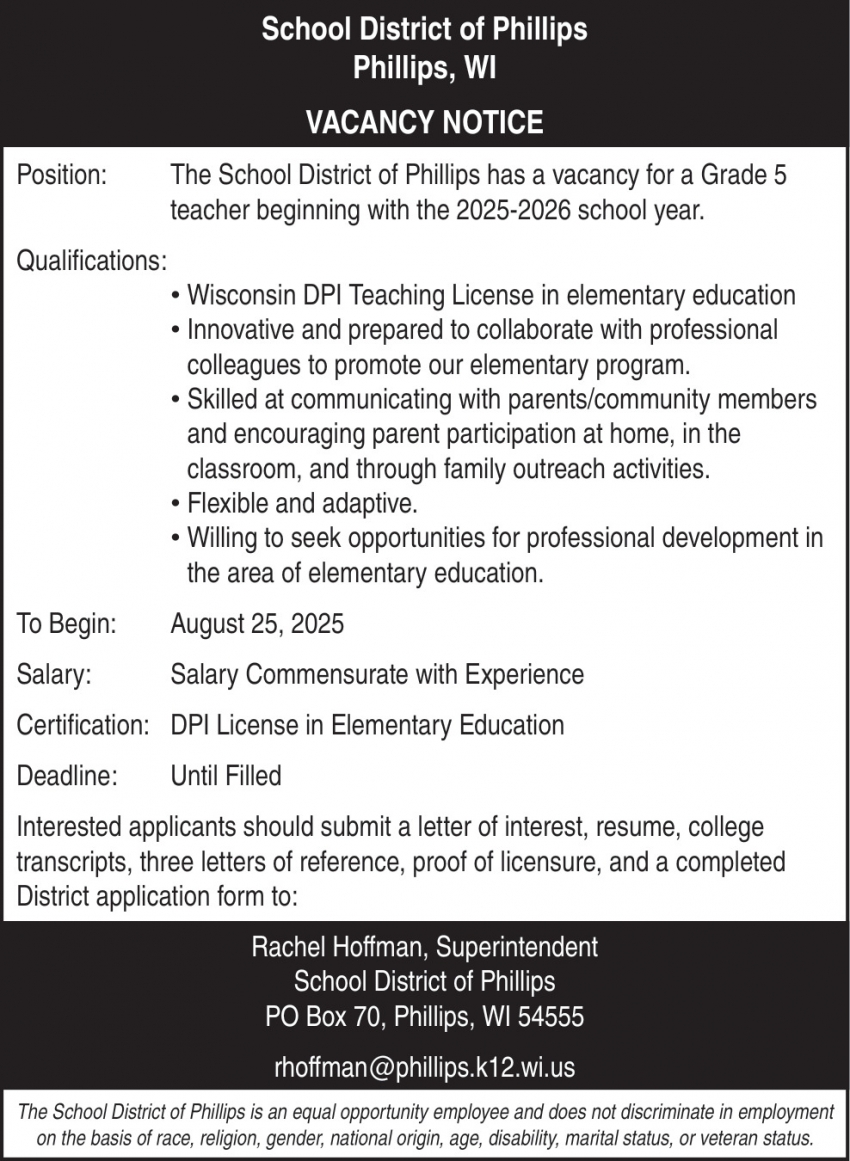 School District of Phillips 