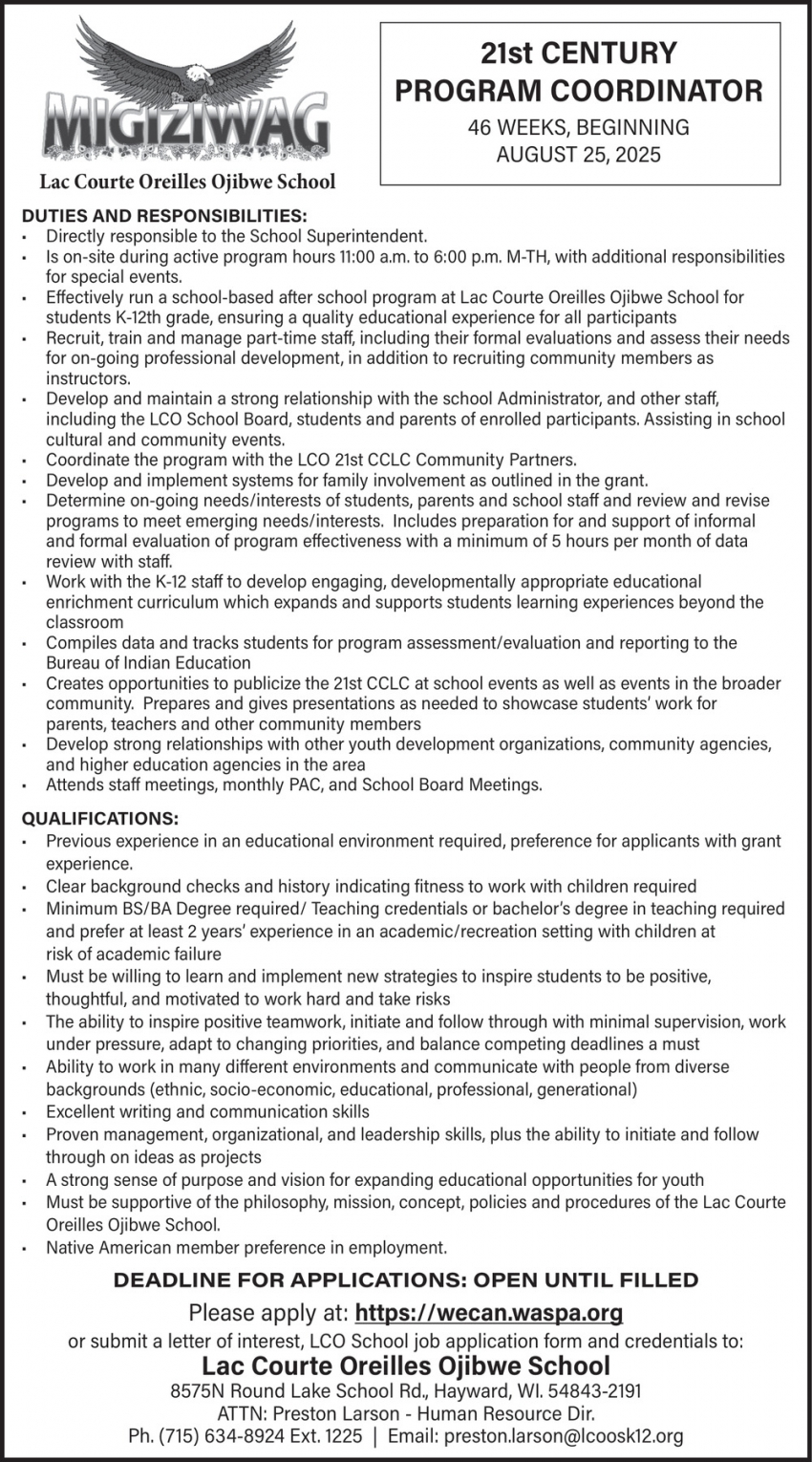 Lac Courte Oreilles Ojibwe School