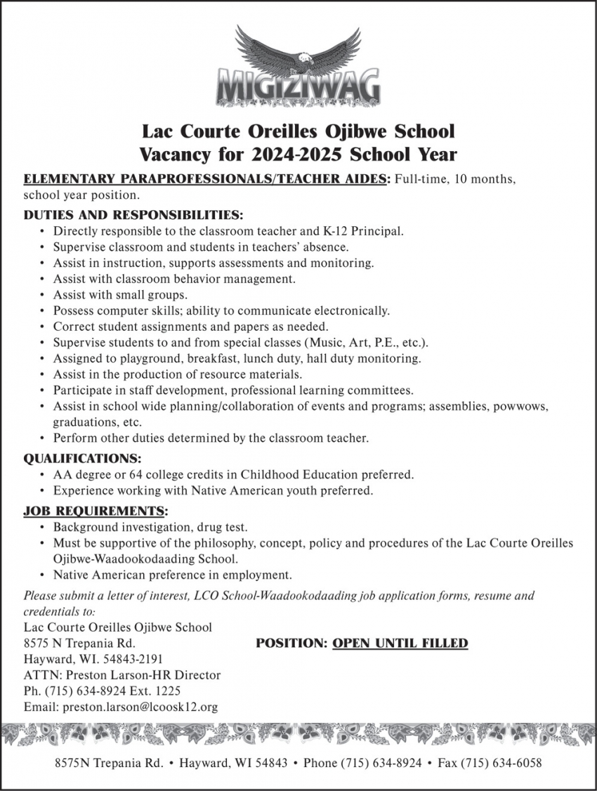 Lac Courte Oreilles Ojibwe School