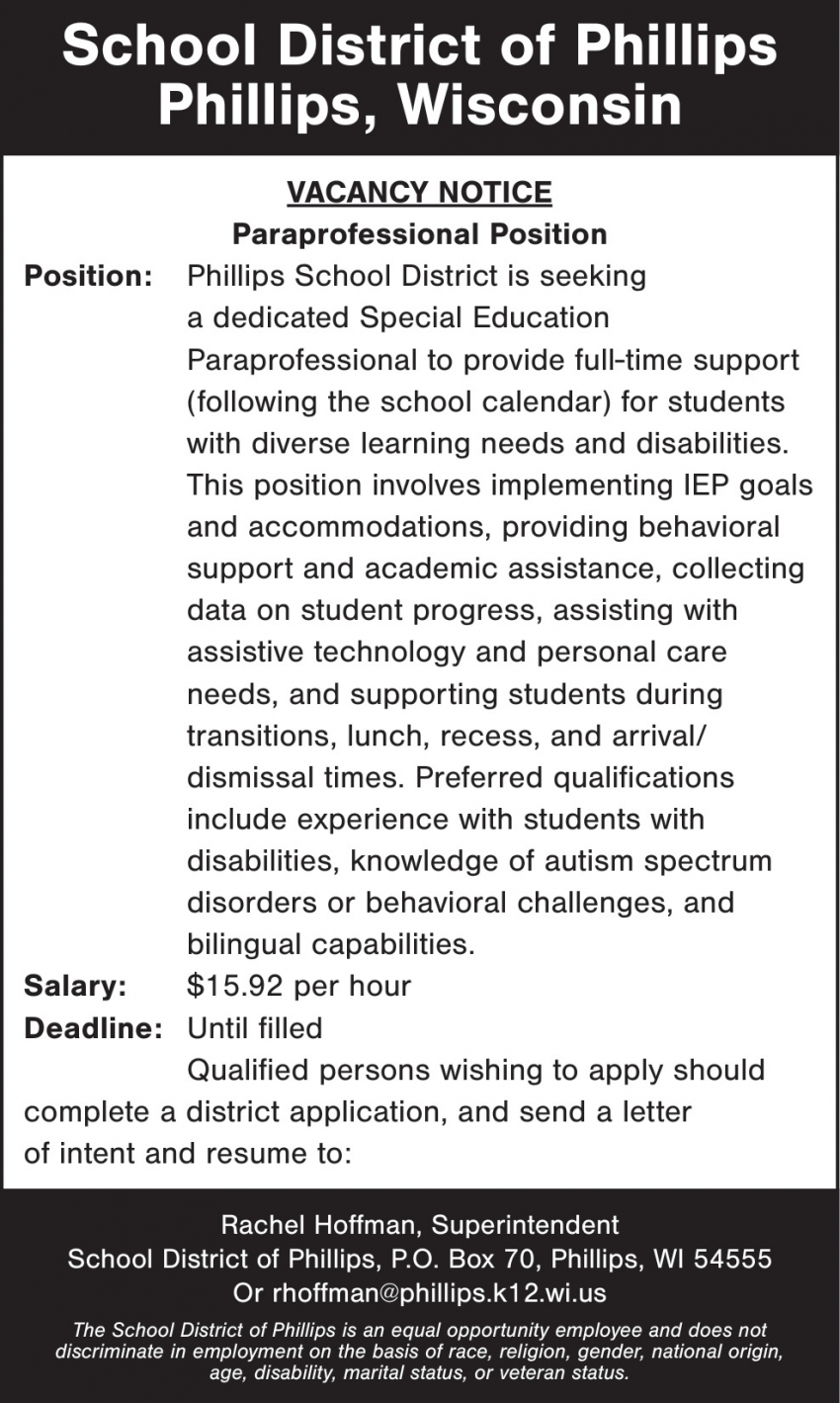 School District of Phillips 