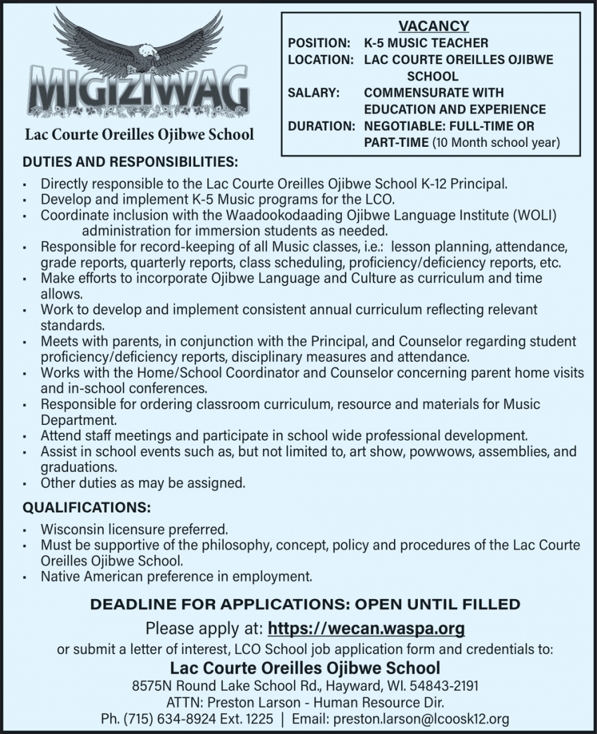 Lac Courte Oreilles Ojibwe School