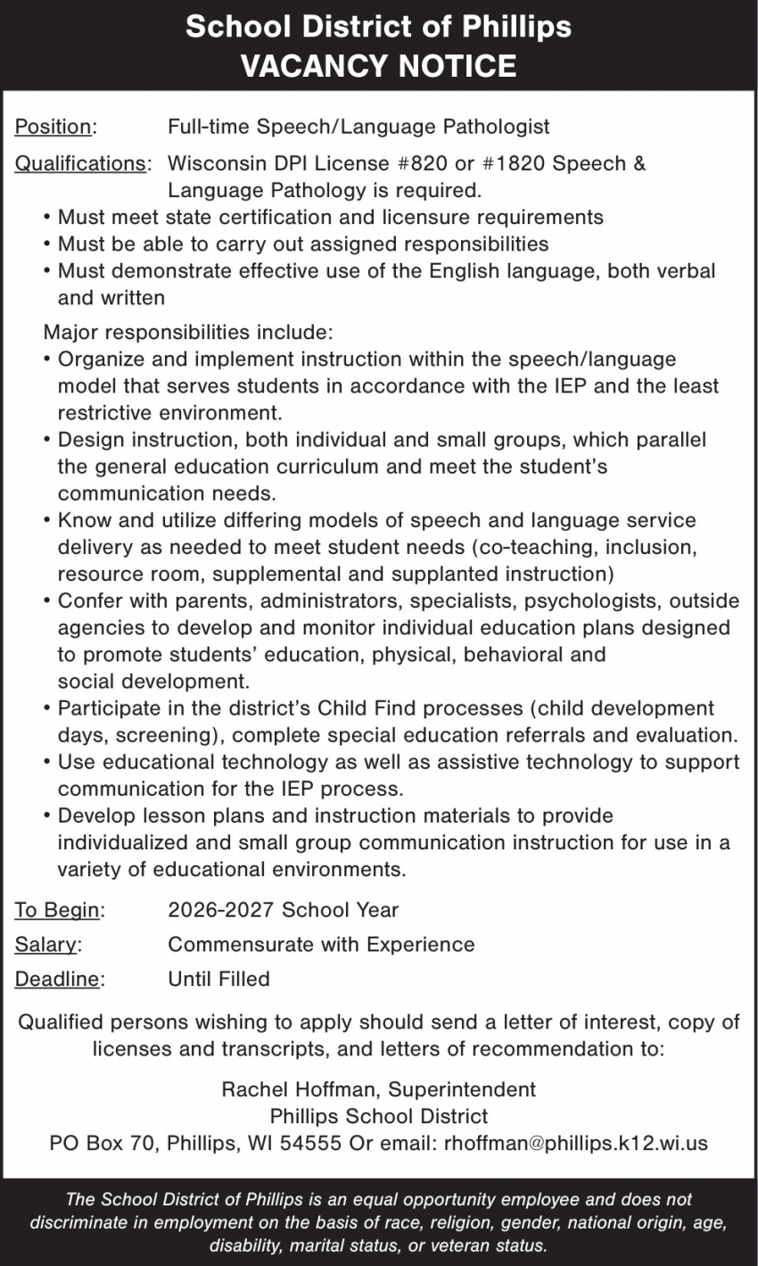 School District of Phillips 