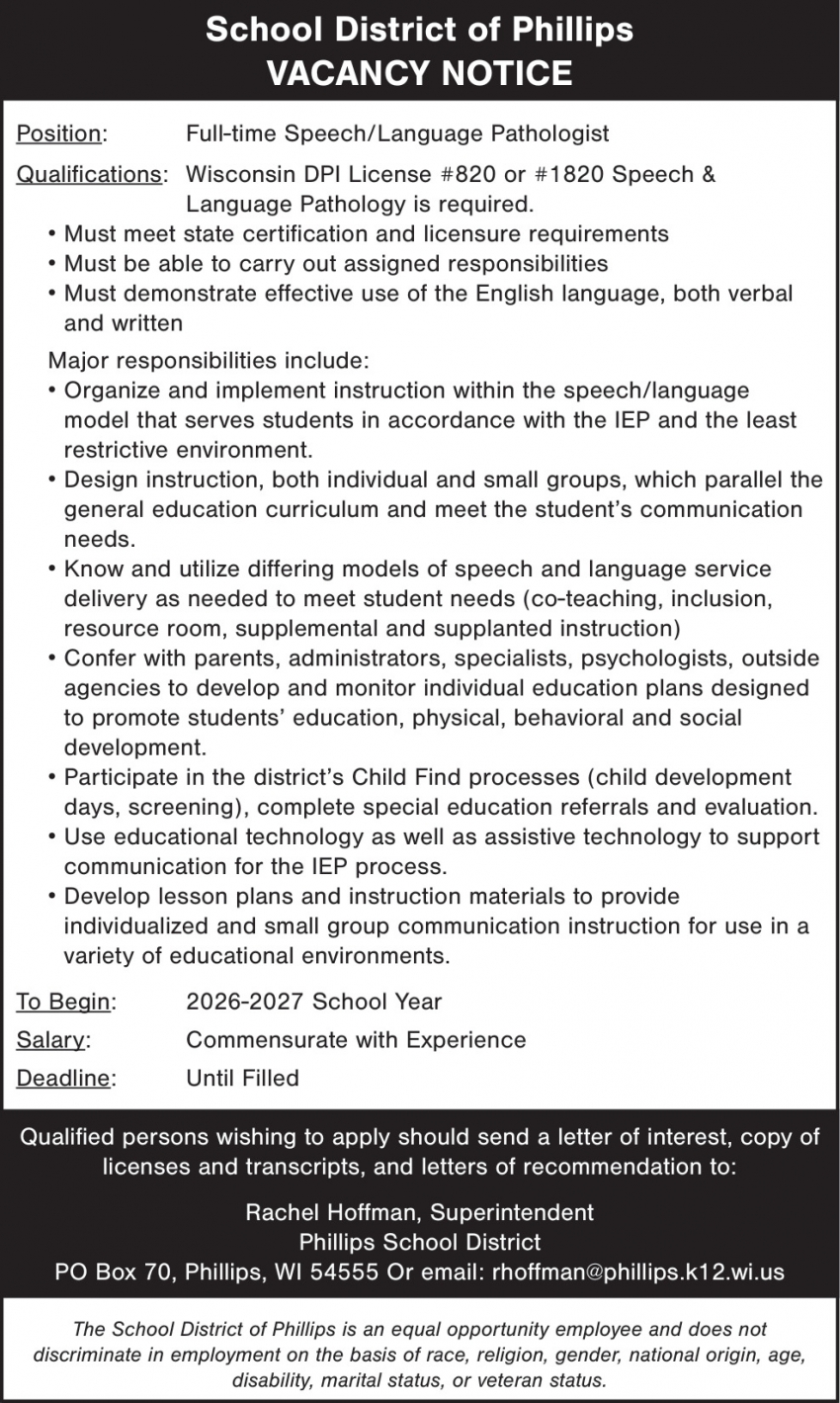 School District of Phillips 