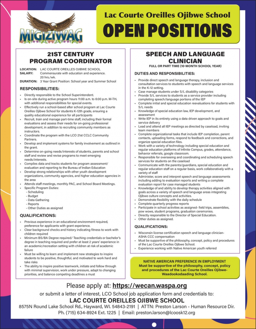 Lac Courte Oreilles Ojibwe School