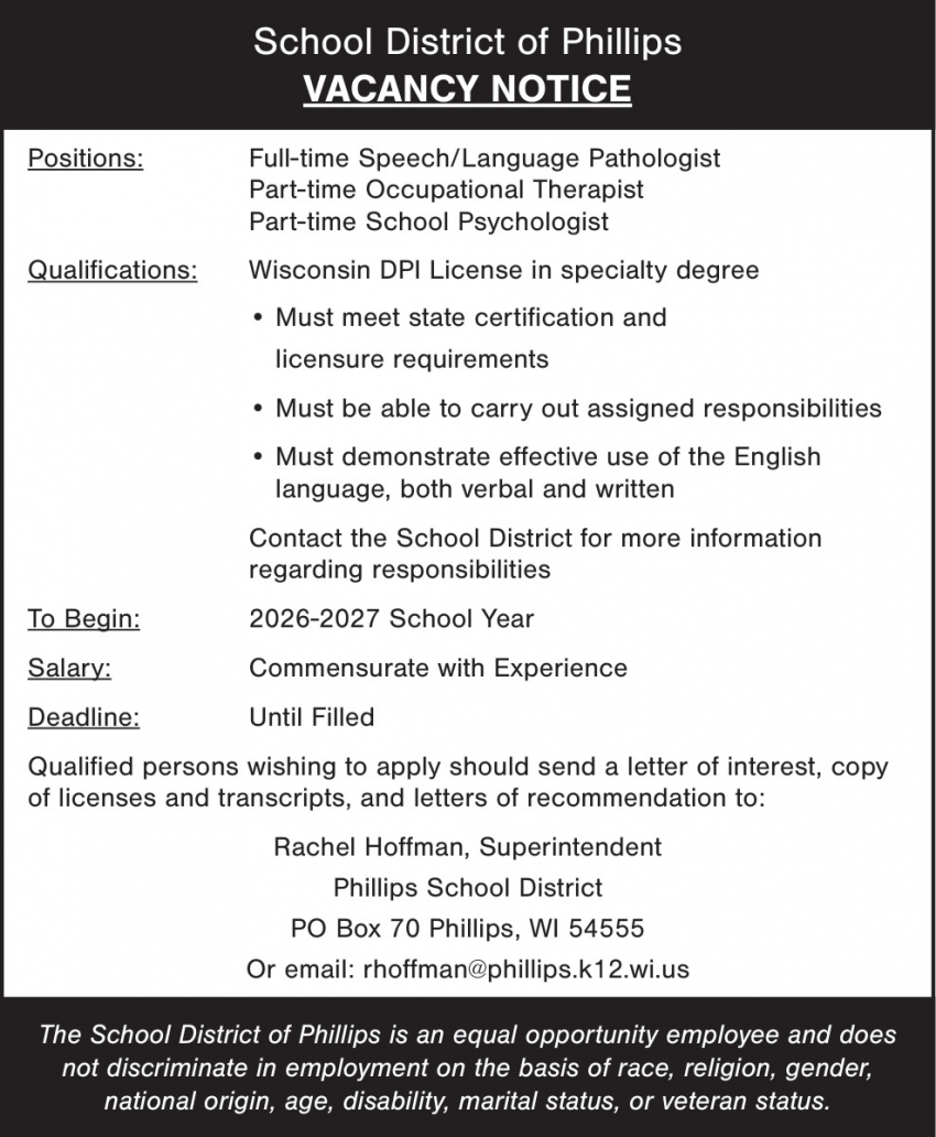 School District of Phillips 