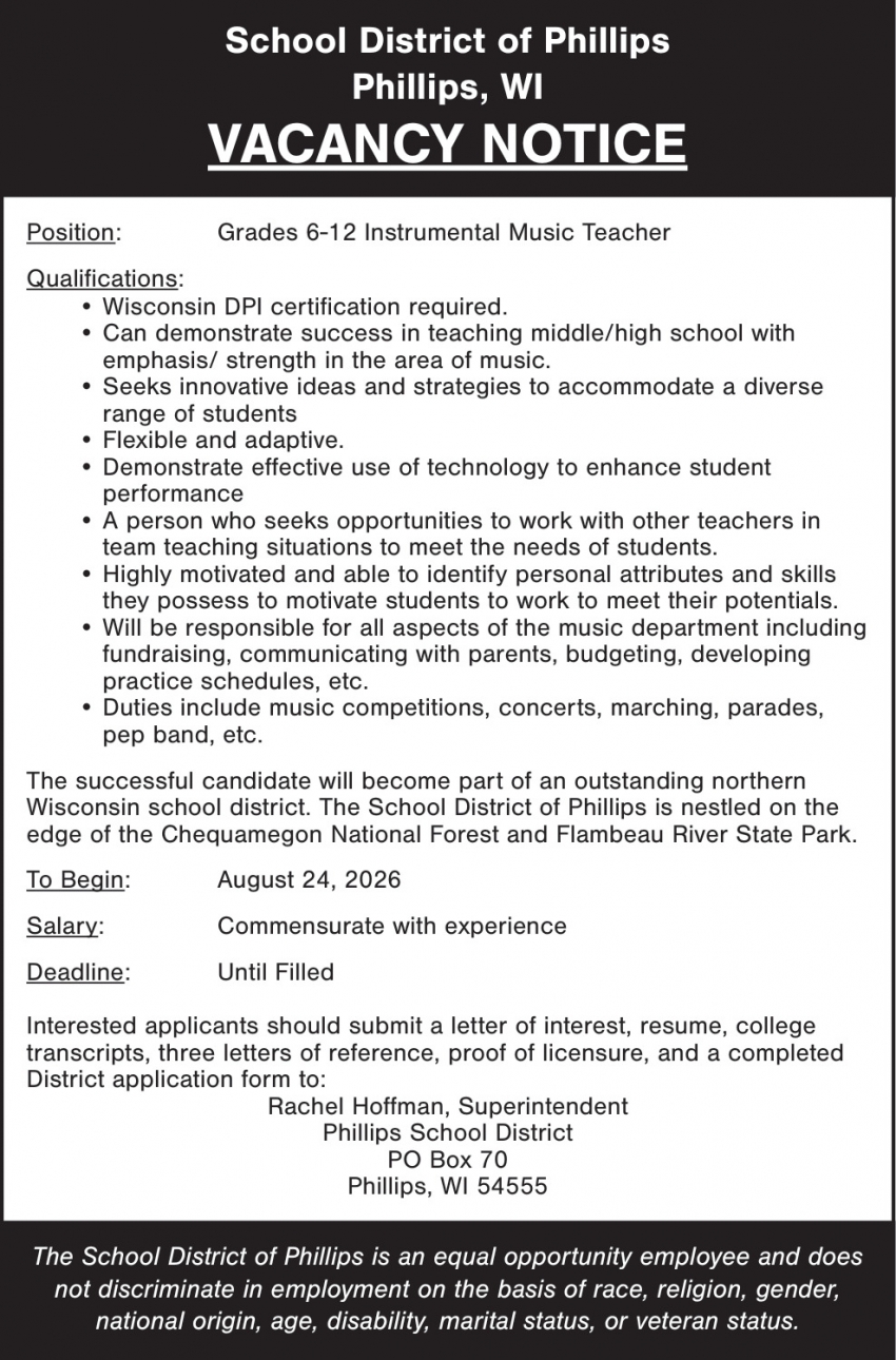 School District of Phillips 