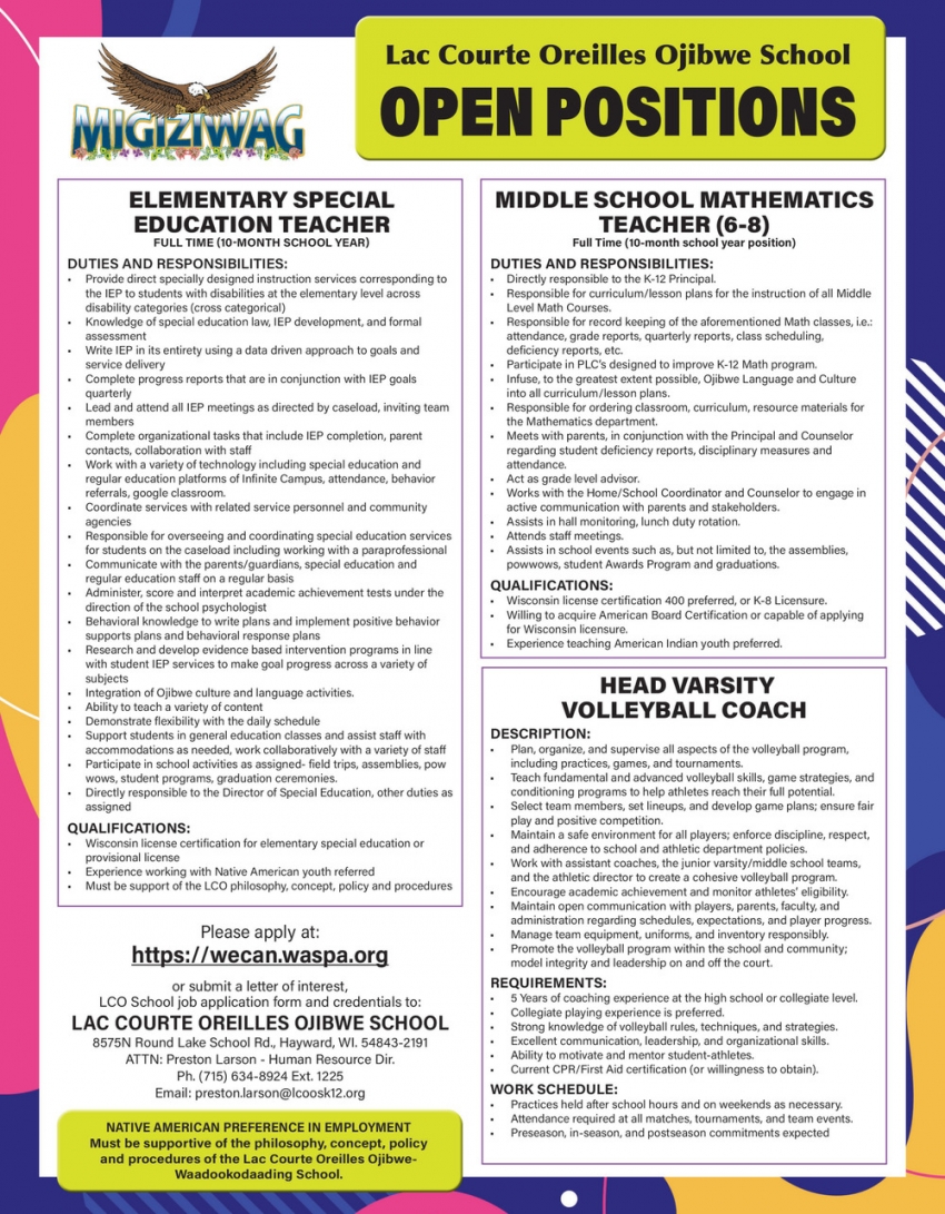 Lac Courte Oreilles Ojibwe School