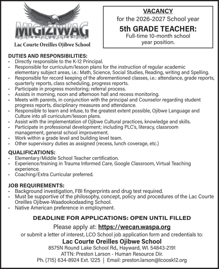 Lac Courte Oreilles Ojibwe School