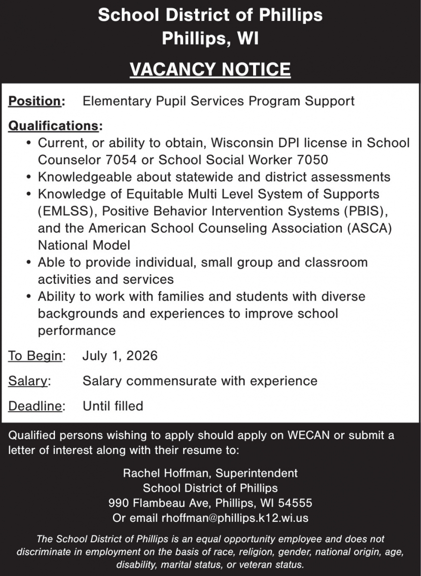 School District of Phillips 