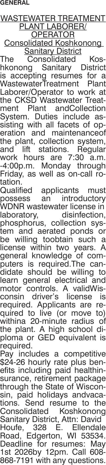 Consolidated Koshkonong Sanitary District