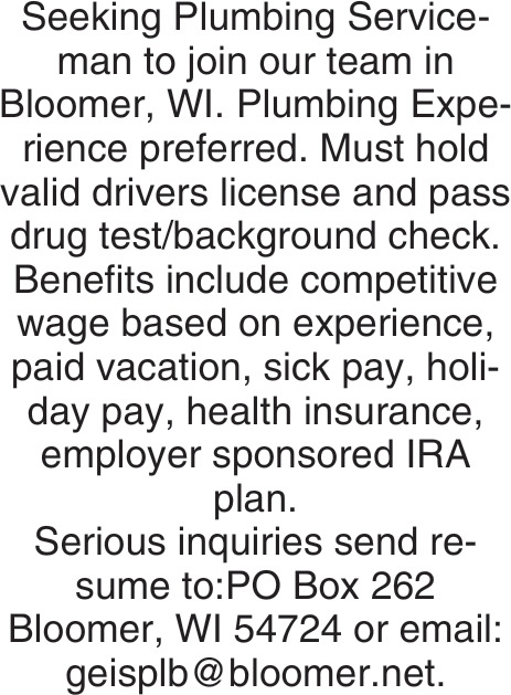 P.O. Box 262 - Boomer WI