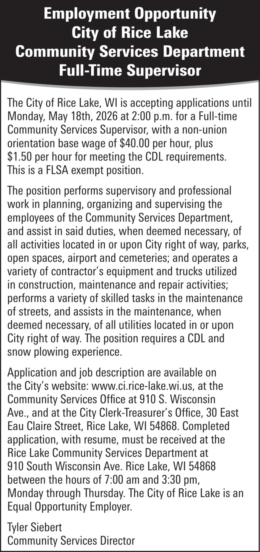 City of Rice Lake