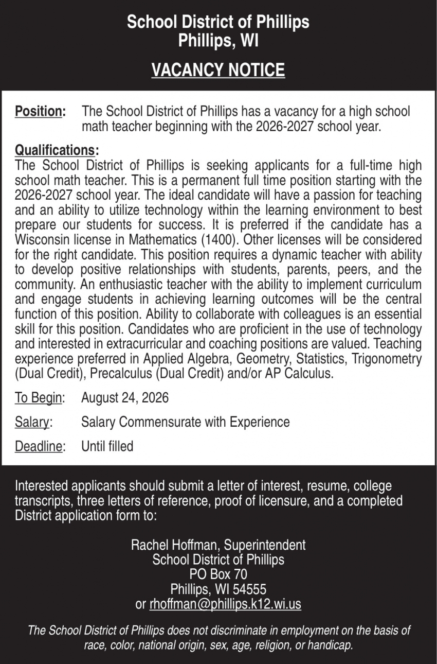 School District of Phillips 